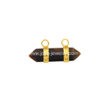 Charm&Fashion Tiger Eye Stone Hexagonal Pendant with 18K Gold Plated